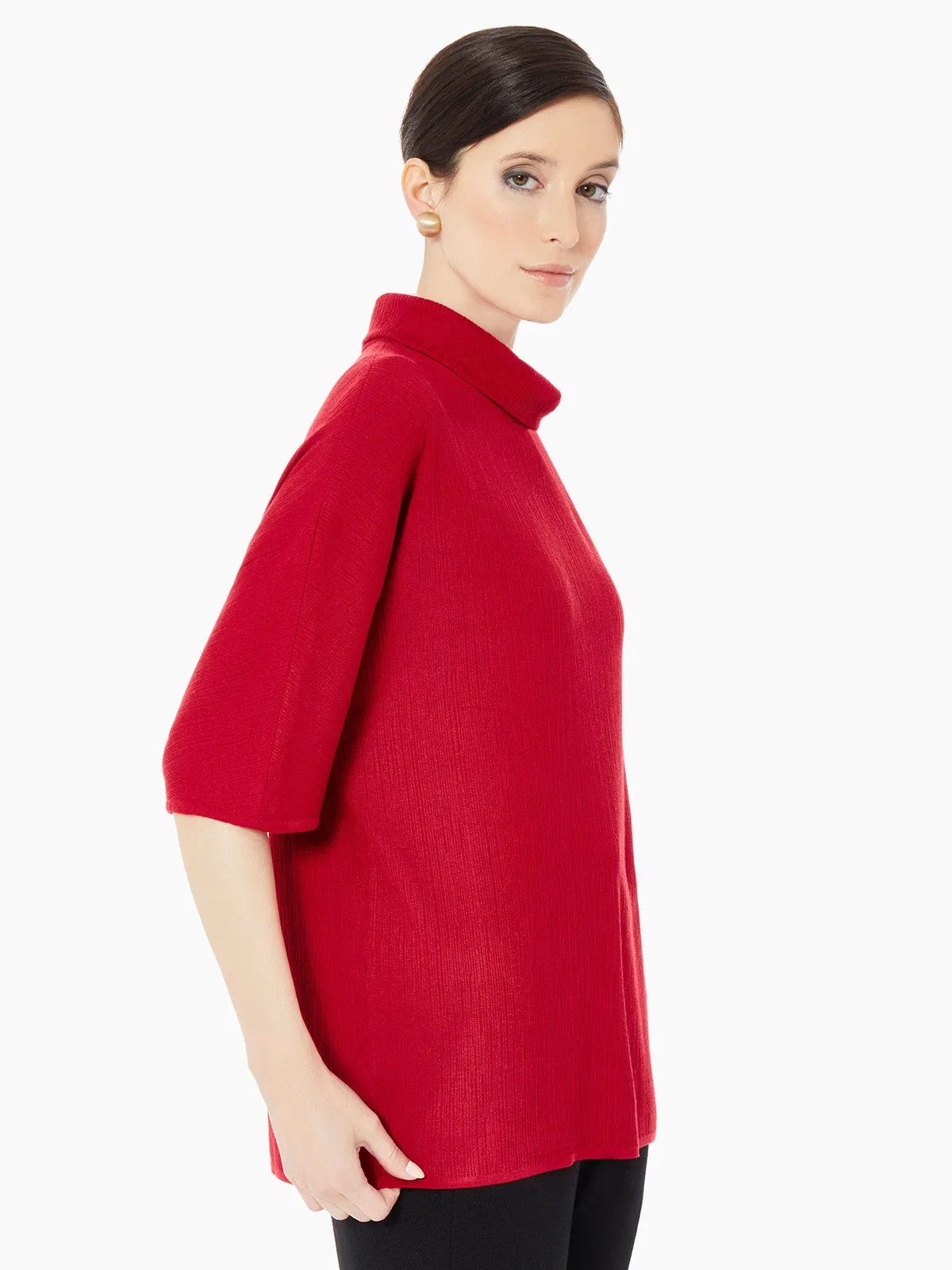 Cowl Neck Textured Knit Tunic