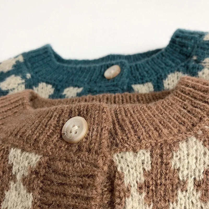 Cozy Knit Round Neck Cardigan for Kids