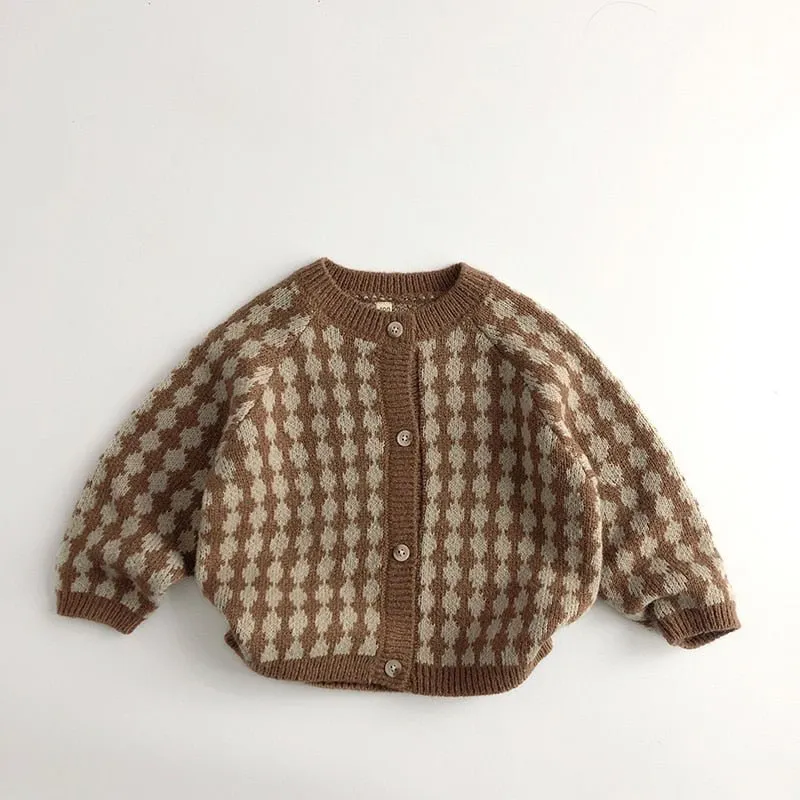 Cozy Knit Round Neck Cardigan for Kids