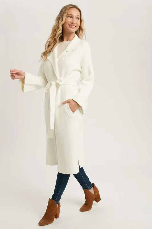 Cream Effortless Knitted Trench Coat