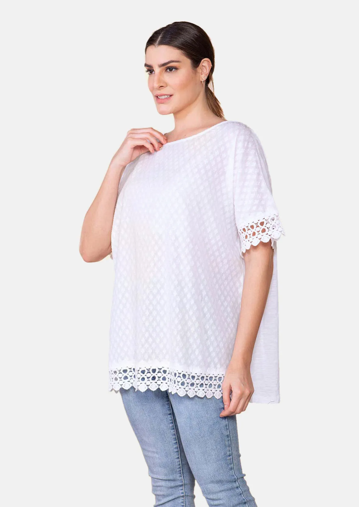 Crochet Trimmed Tunic Top