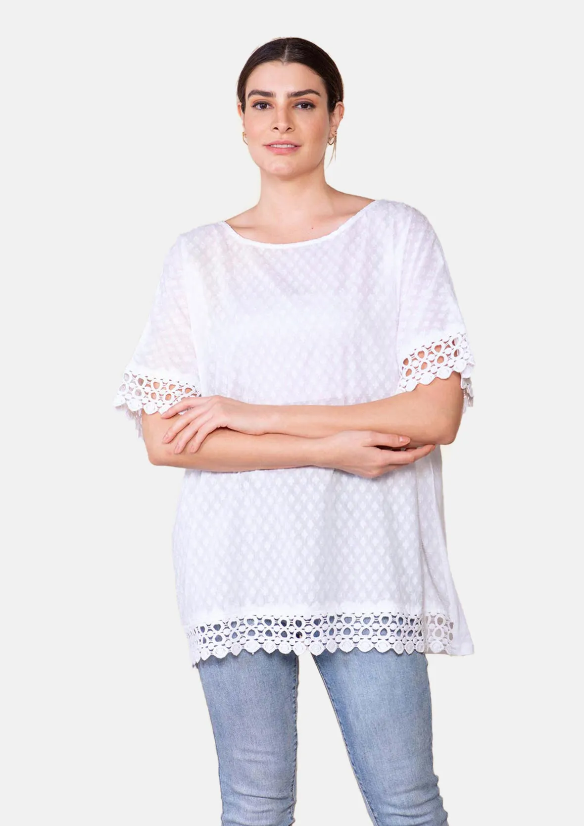 Crochet Trimmed Tunic Top