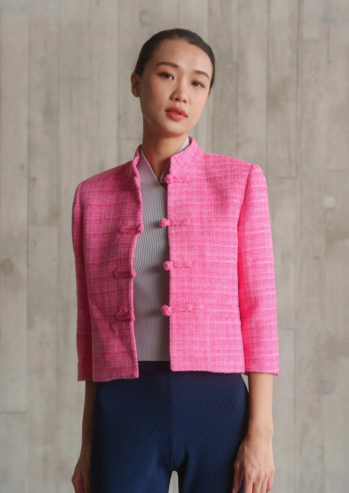 Cropped Tweed Tang Jacket (Pink Lady)