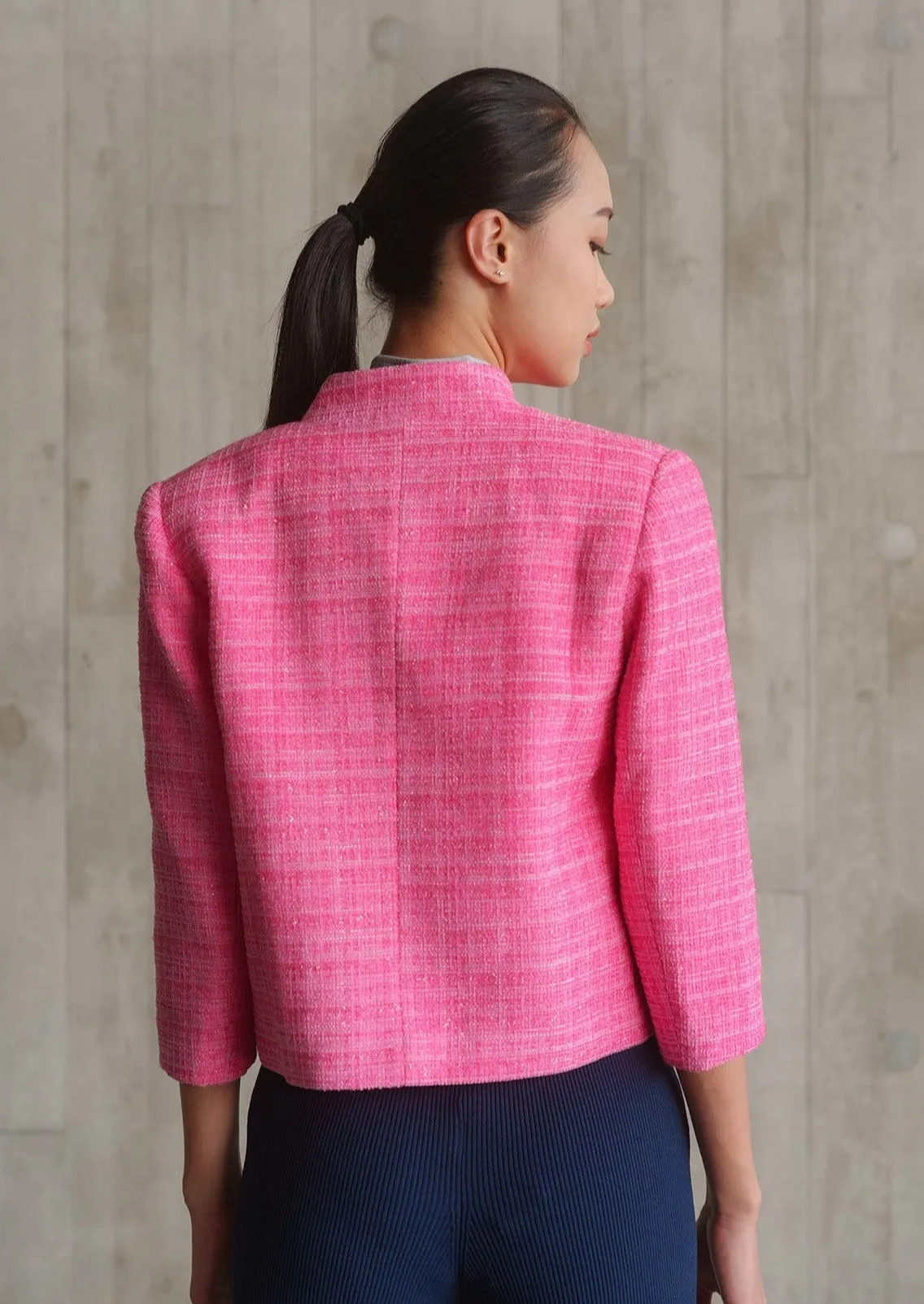 Cropped Tweed Tang Jacket (Pink Lady)