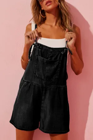 Denim Grommet Tie Straps Romper