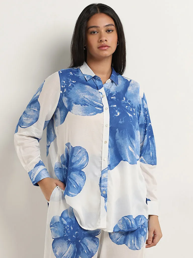 Diza Blue Floral Printed Tunic