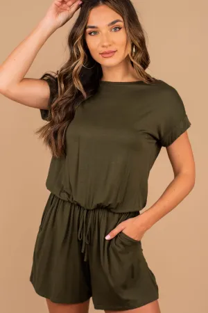 Do Anything For You Olive Green Romper