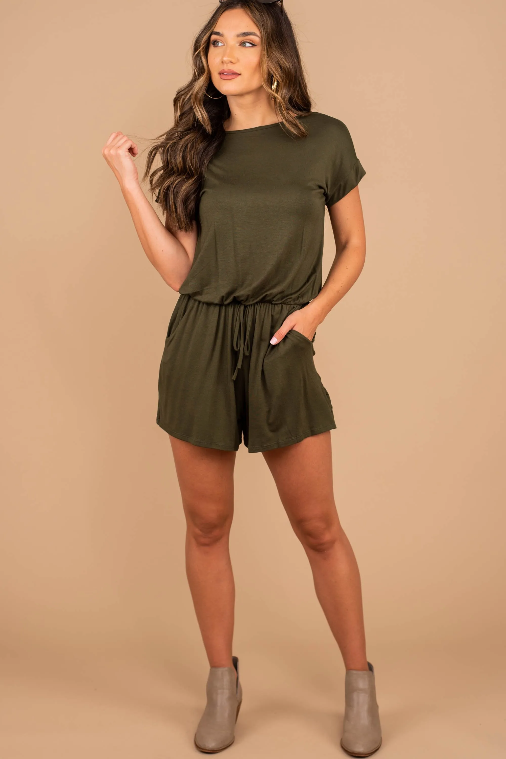 Do Anything For You Olive Green Romper