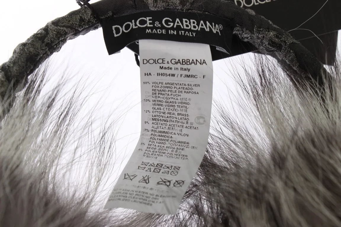 Dolce & Gabbana Elegant Fur and Crystal Ear Muffs