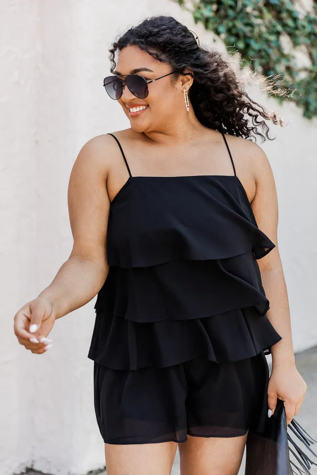 Don't Let Me Go Black Ruffle Romper FINAL SALE