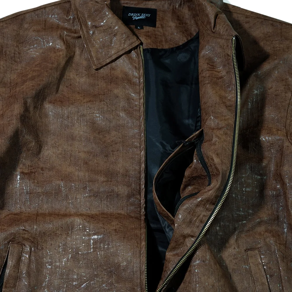 DSXBS LOGO LEATHER JACKET BROWN