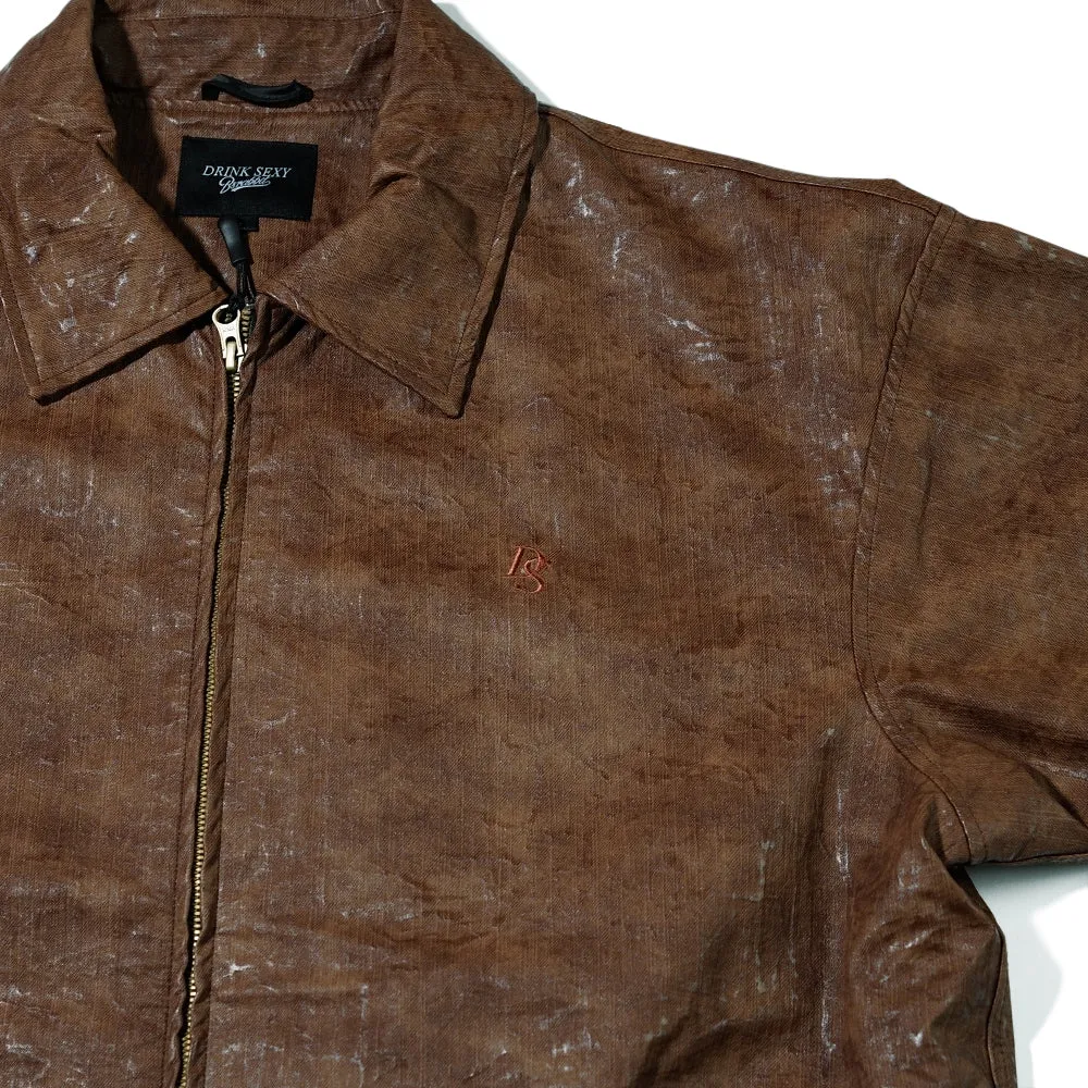 DSXBS LOGO LEATHER JACKET BROWN