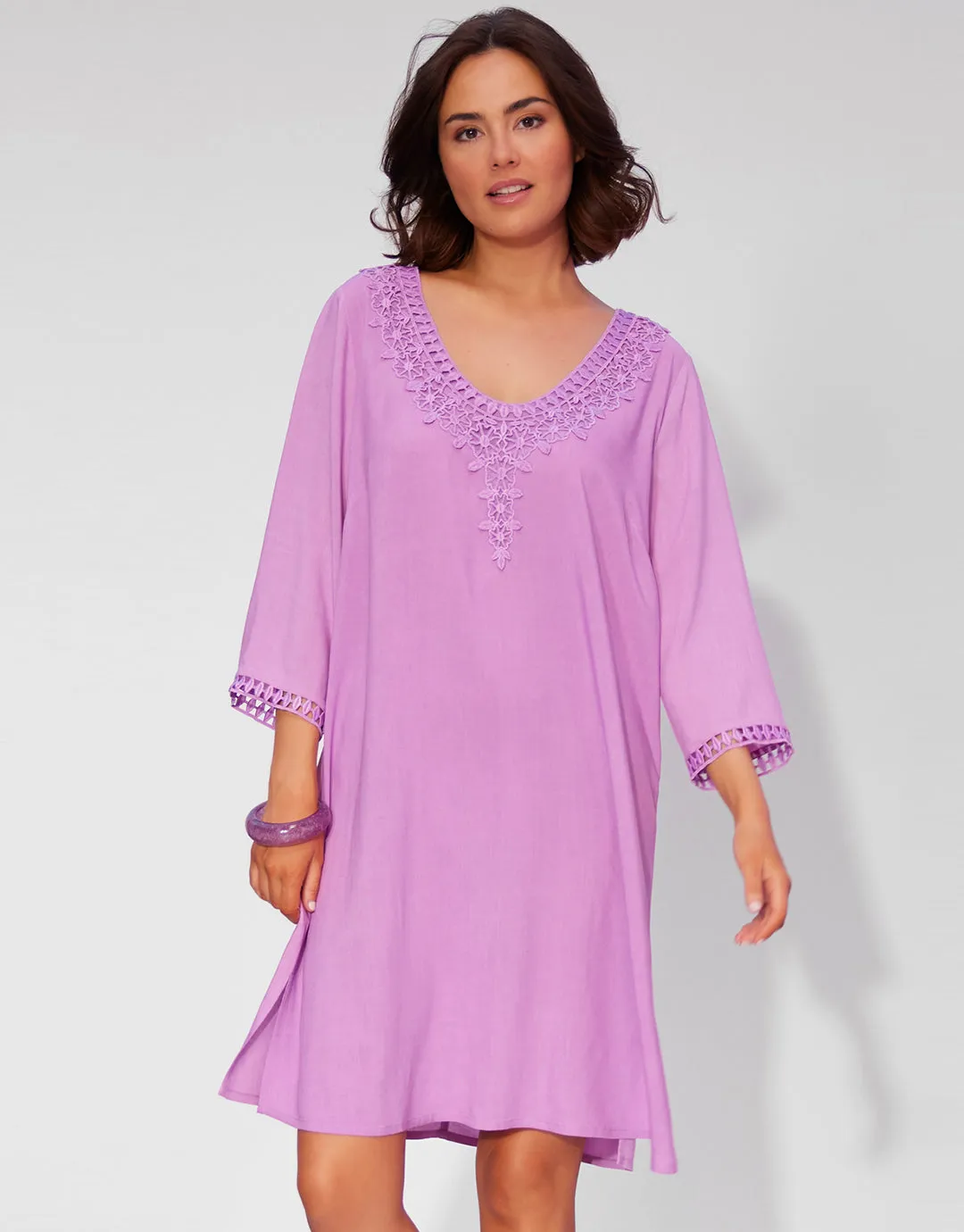 Embroidered Tunic - Violet