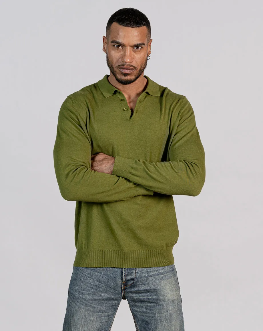 ESSENTIAL HALF BUTTONED KNITTED JUMPER - SULPHUR GREEN