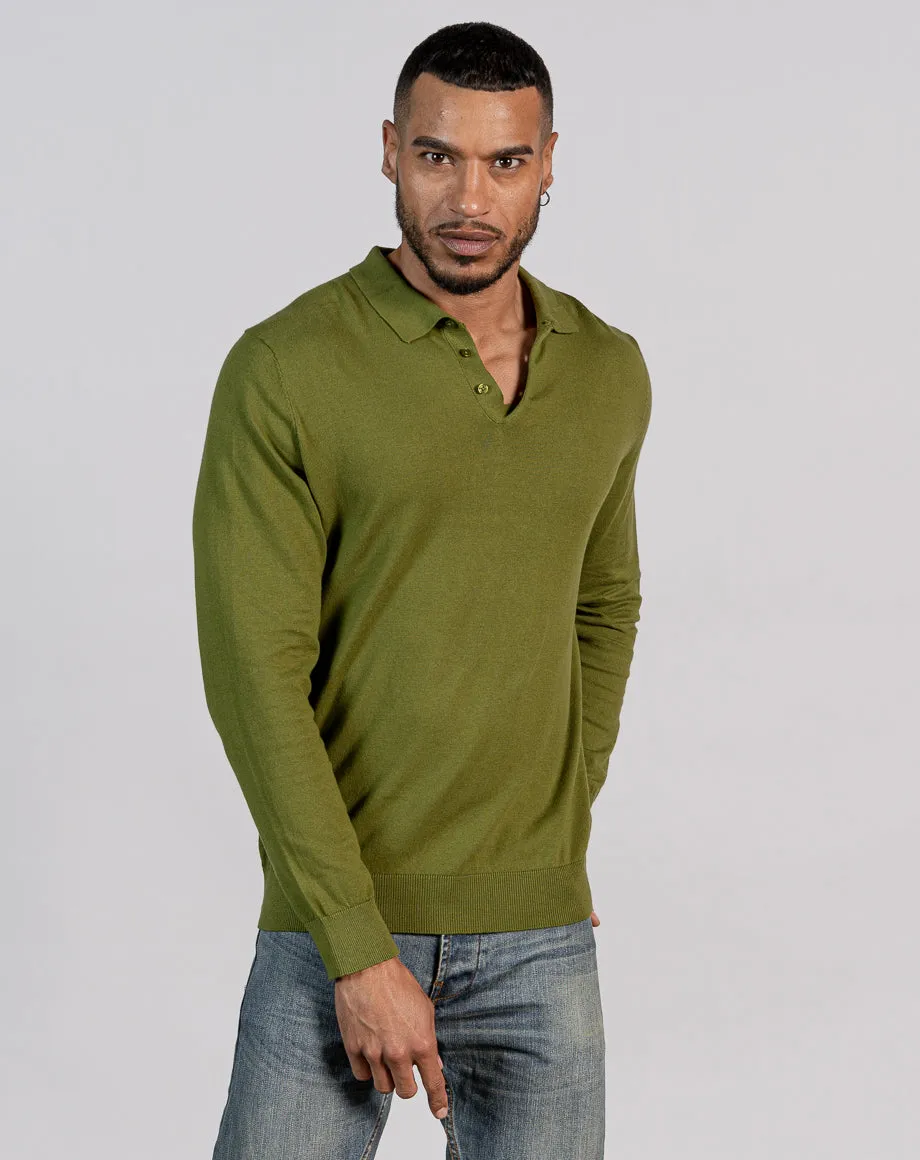 ESSENTIAL HALF BUTTONED KNITTED JUMPER - SULPHUR GREEN