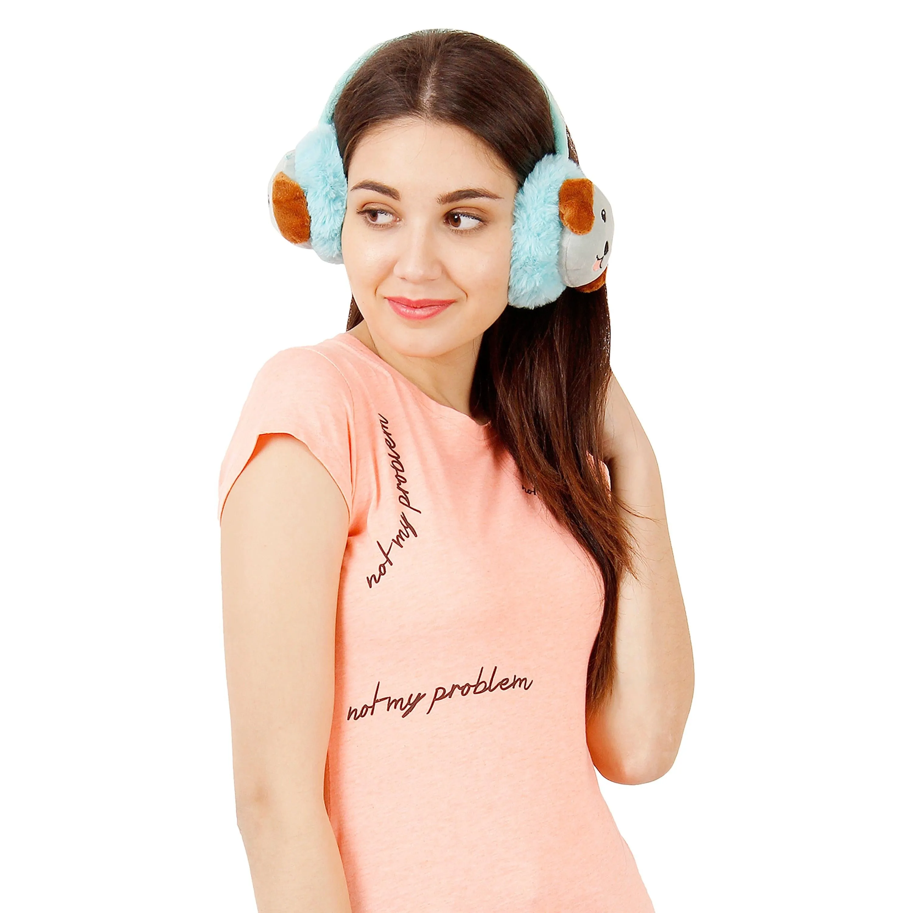 FabSeasons Blue Winter Outdoor Puppy face Ear Muffs