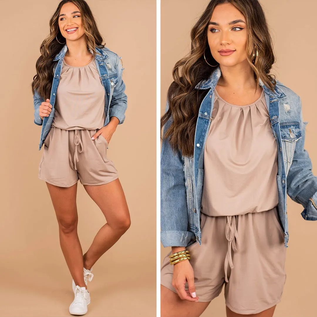 Feeling So Free Ash Mocha Brown Romper