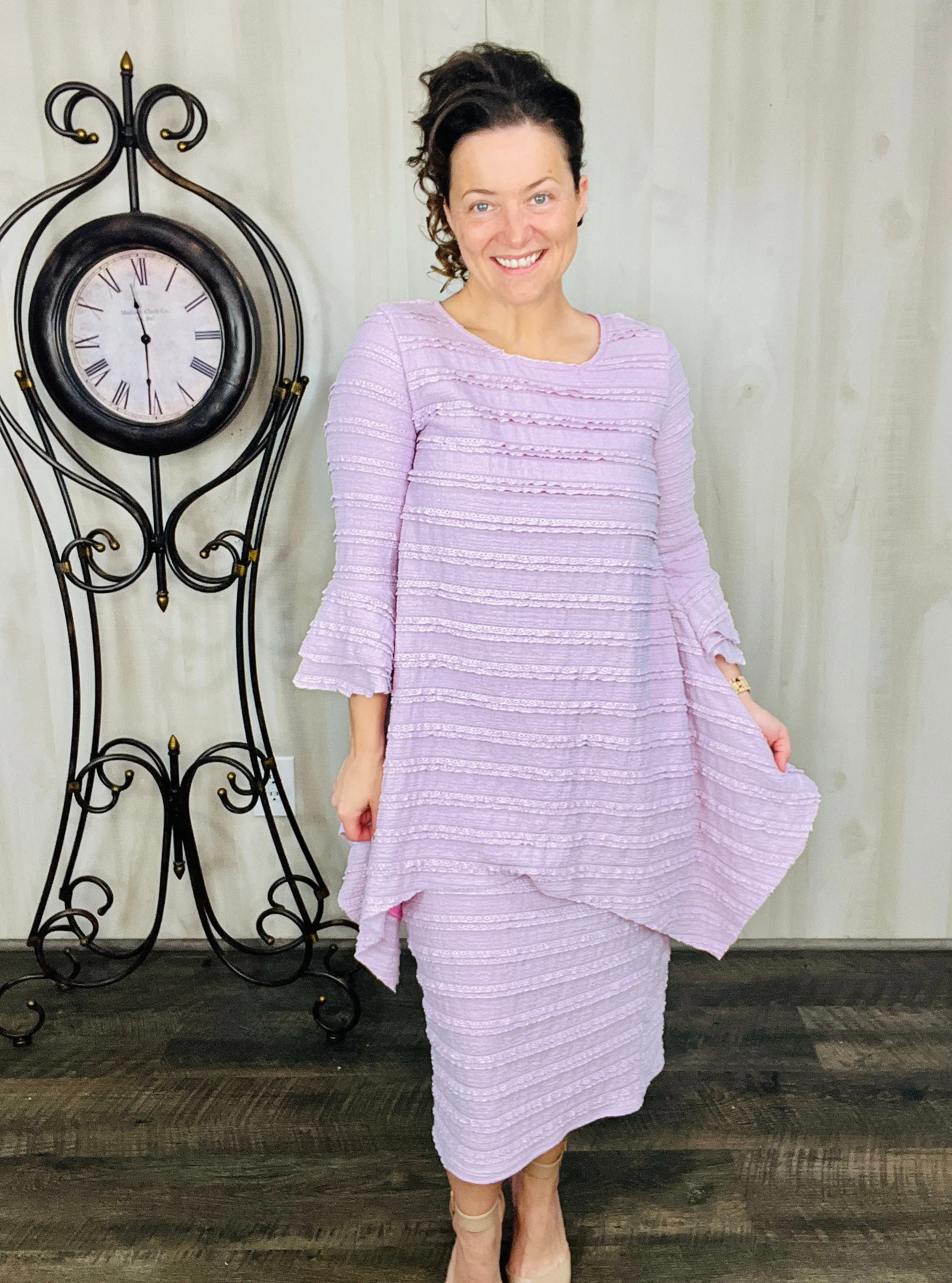 Feminine & Lace Tunic- Lavender