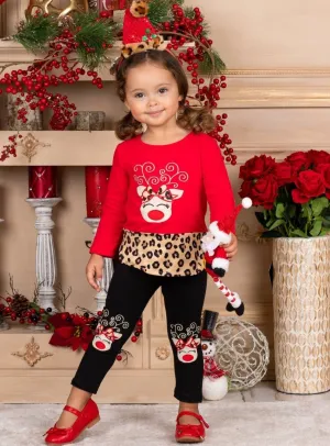 Fierce Reindeer Patched Legging Set