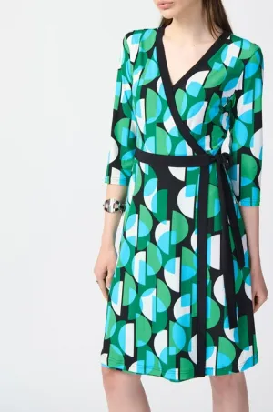 Geometric Print Wrap Dress