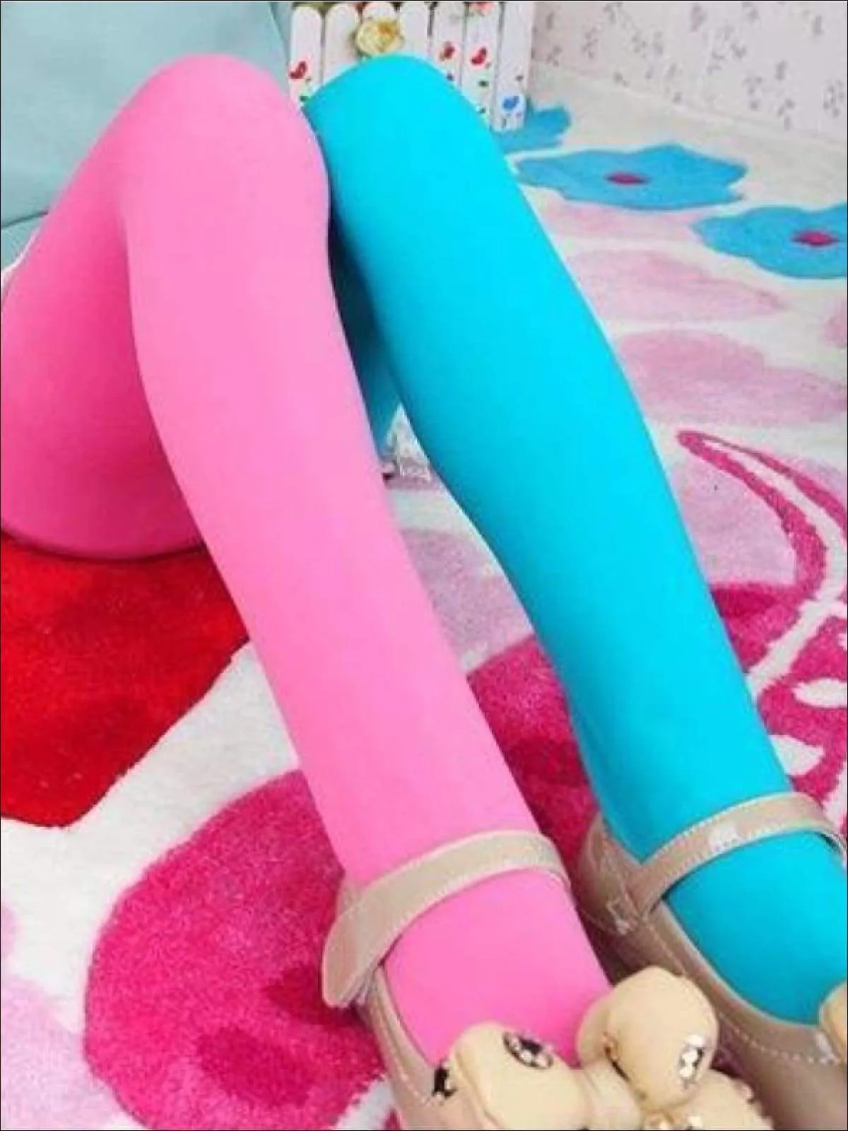 Girls Candy Color-Block Tights (Multiple Color Options)