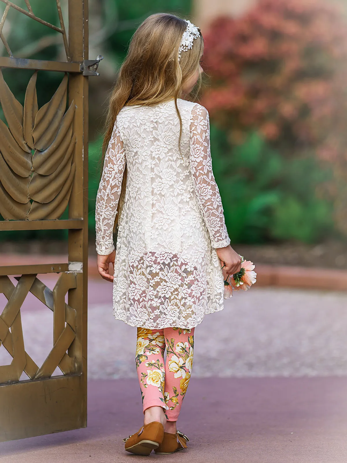 Girls Floral Temptations Long Sleeve Tunic And Legging Set