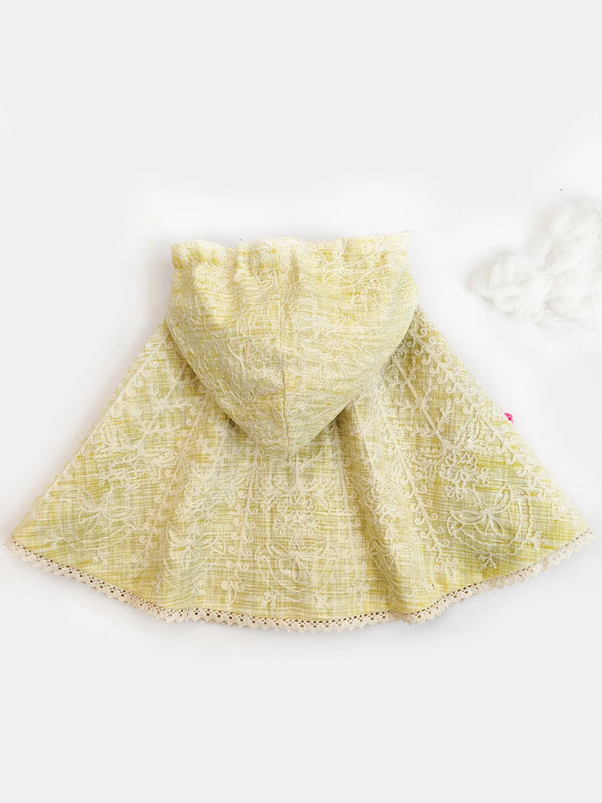 Girl's Yellow Handmade Flower Spring Baby Girl Poncho Top - HALEMONS