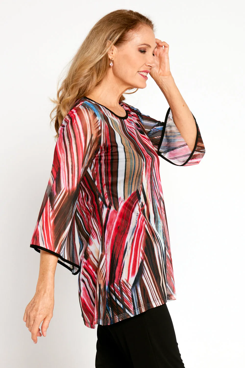 Gloria Mesh Tunic - Red/Black