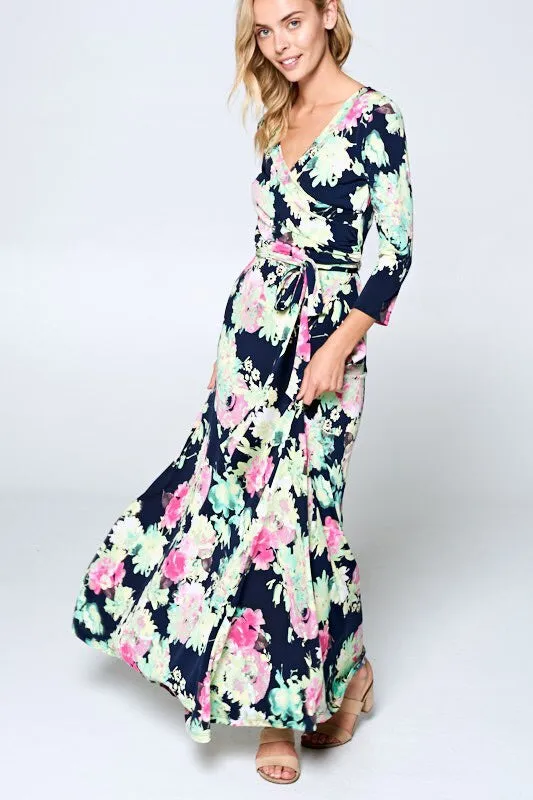 Grace Faux Wrap Floral Maxi Dress