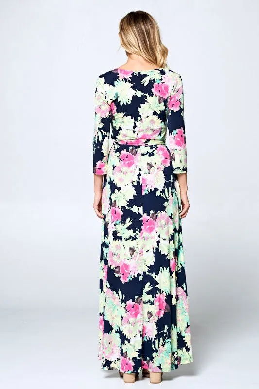 Grace Faux Wrap Floral Maxi Dress