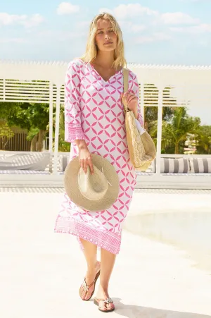 Guadalupe Maxi Tunic | Shibori White/Pink