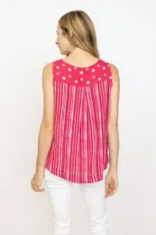 Habitat Sale, 33201 Mixed Side Button Tank, Rose 50% Off Regular Price