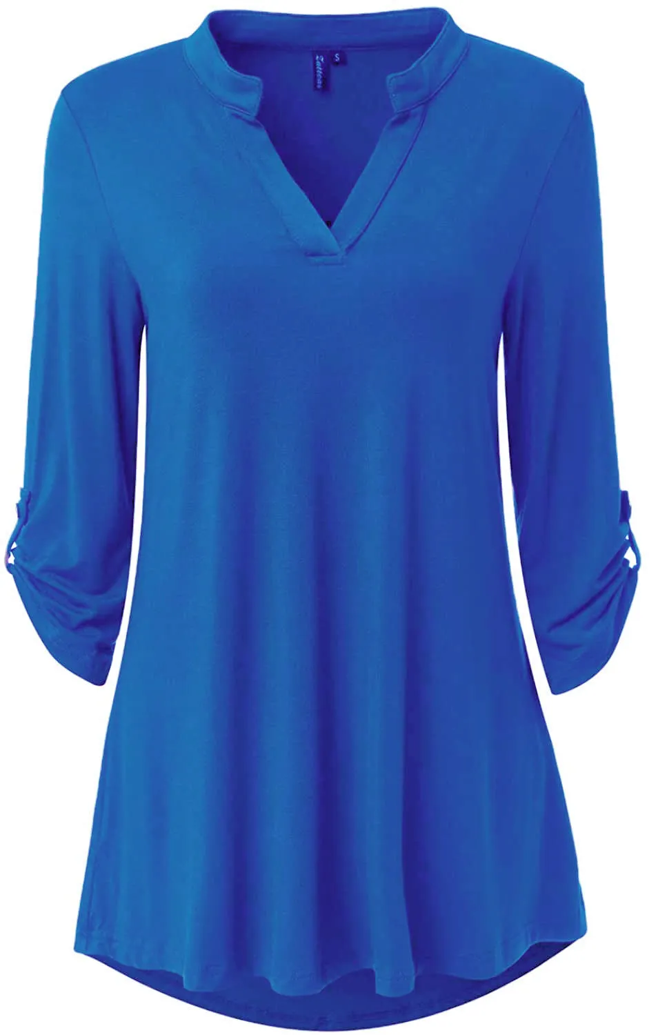 Haute Edition Women's 3/4 Sleeve Tunic Tops S-3X Solid. Plus size available.