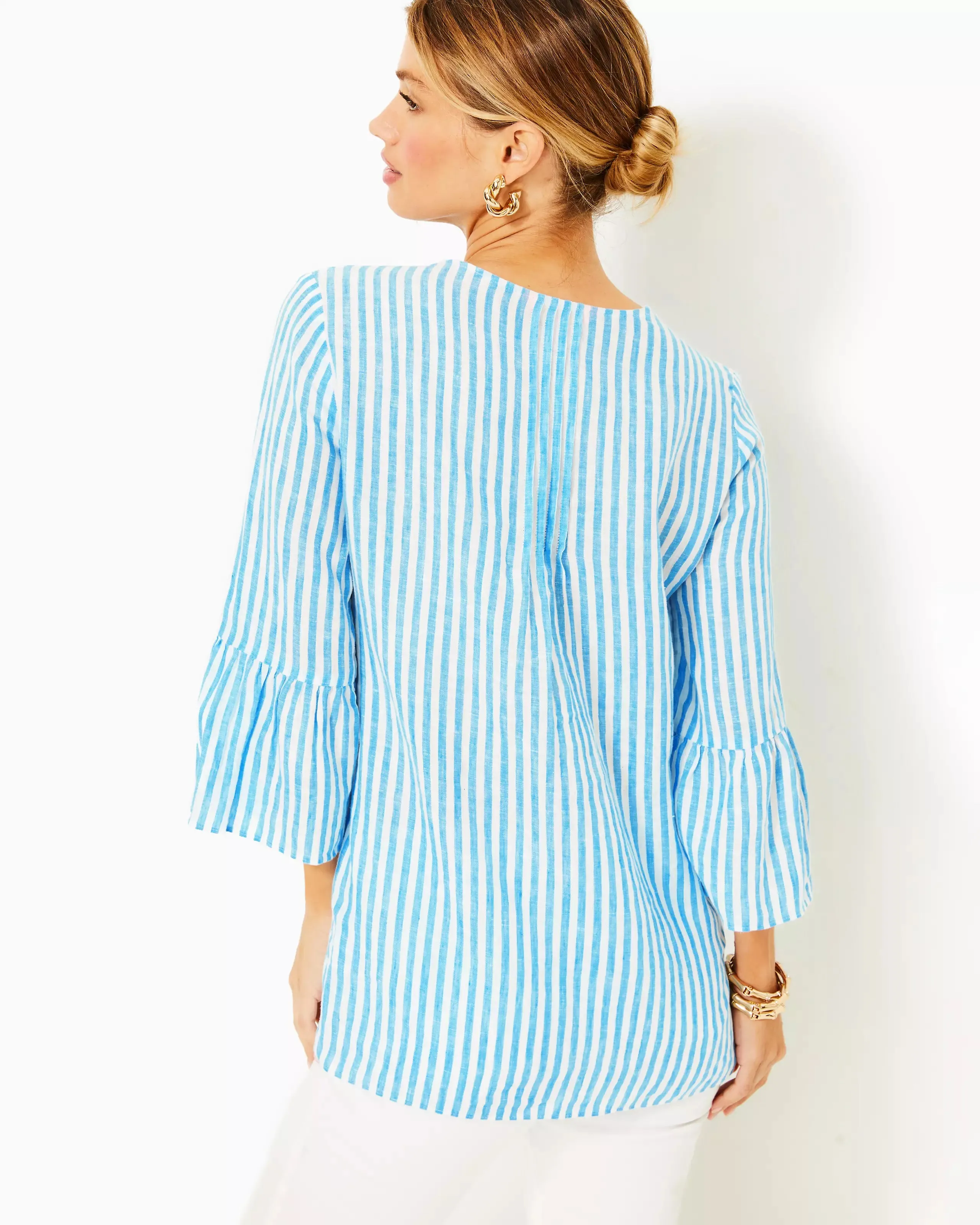 Hollie Linen Tunic (Lunar Blue Bimini Stripe)