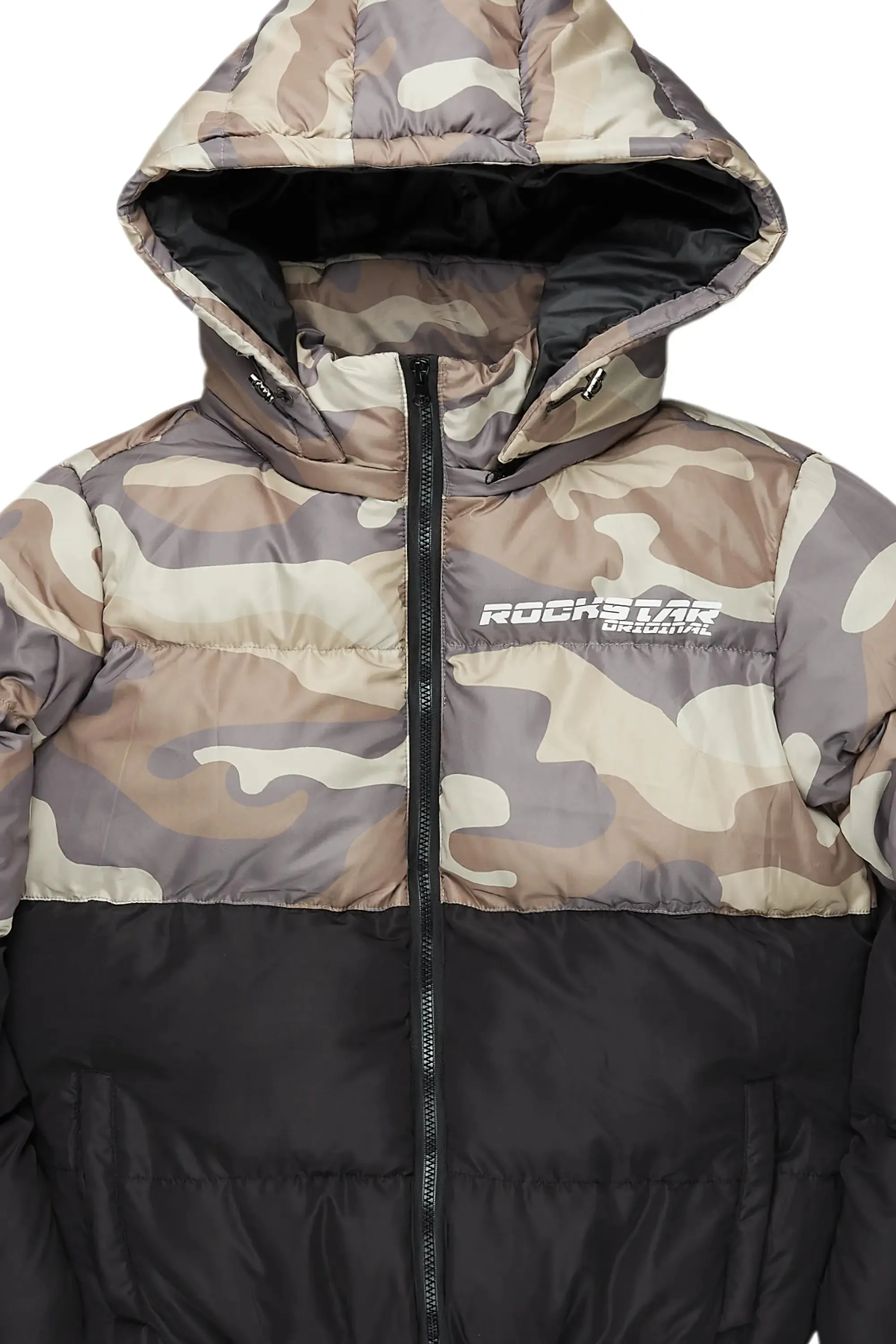 Jennay 2.0 Black/Camo Puffer Jacket