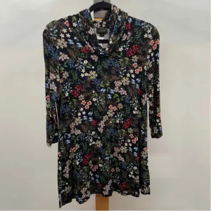 JJill Women's Size S Black Floral Tunic