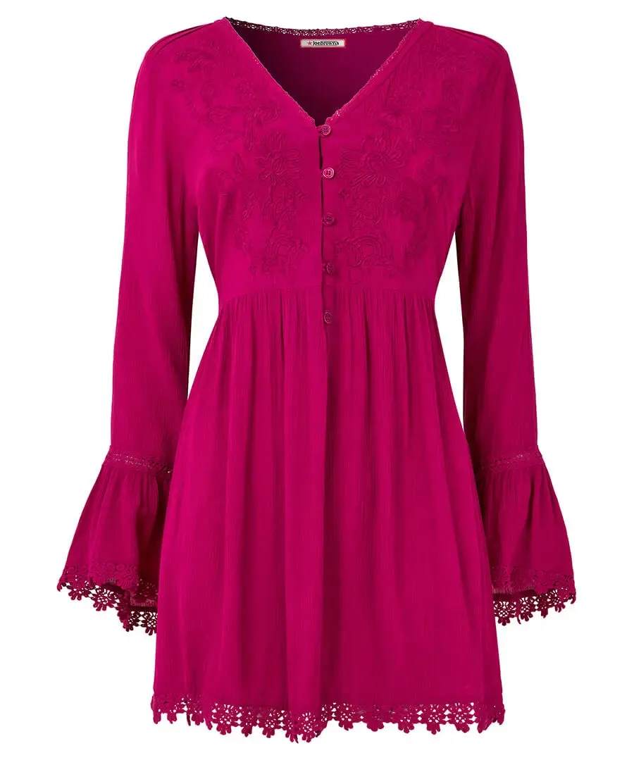 Joe Browns 10 Pink Ever So Pretty Embroidered Tunic