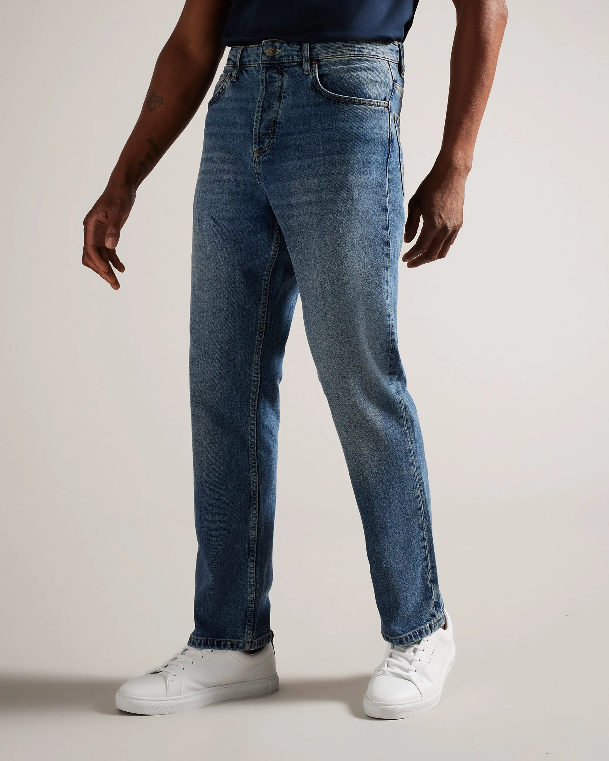 Joeyy Straight Leg Stretch Jeans Mid-Blue