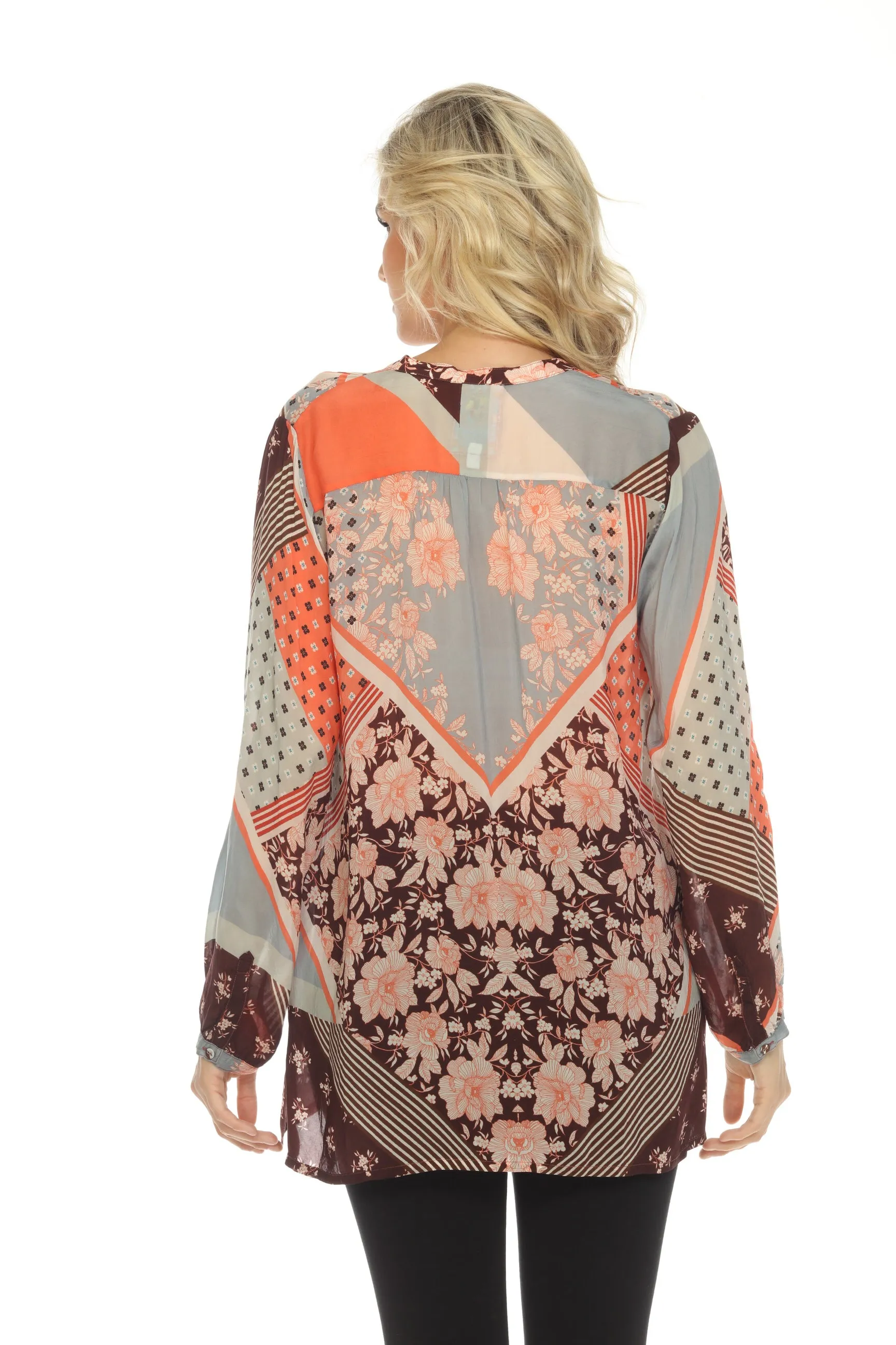 Johnny Was Roslyn Blair Printed Long Sleeve Tunic Top Boho Chic C23322B6