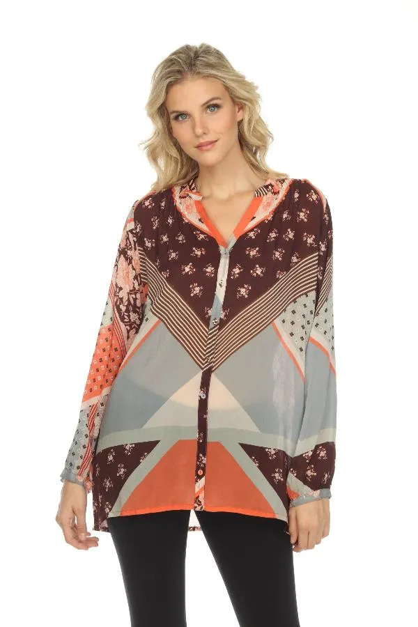 Johnny Was Roslyn Blair Printed Long Sleeve Tunic Top Boho Chic C23322B6