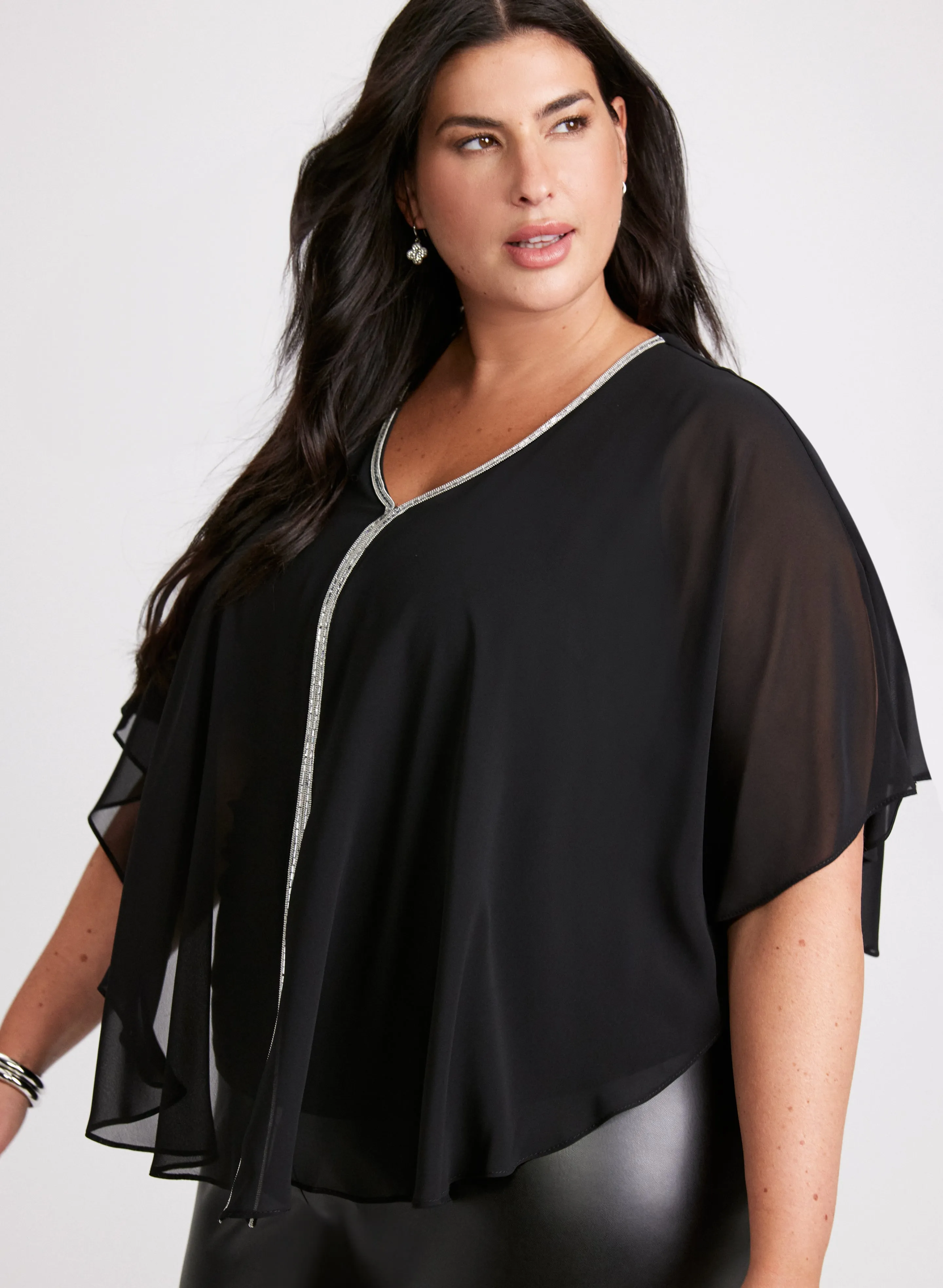 Joseph Ribkoff - Rhinestone Trim Poncho Top