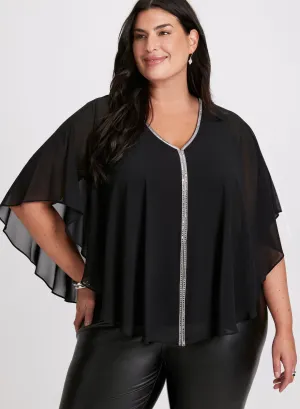 Joseph Ribkoff - Rhinestone Trim Poncho Top