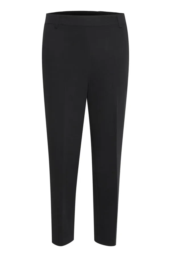 Kaffe Womens Sakura High Waist Cropped Pants Black Deep