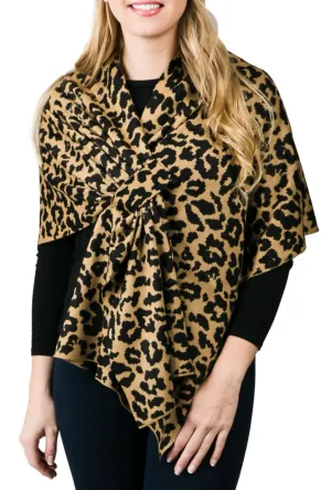 KATIE KNIT KEYHOLE WRAP - Leo Print