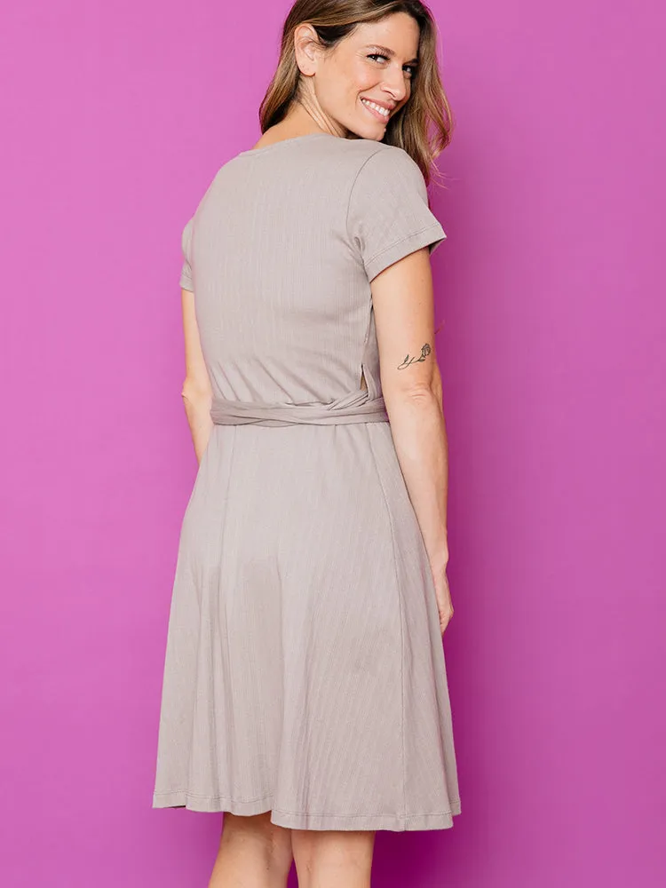 Katie Wrap Dress - Slate Rib Knit