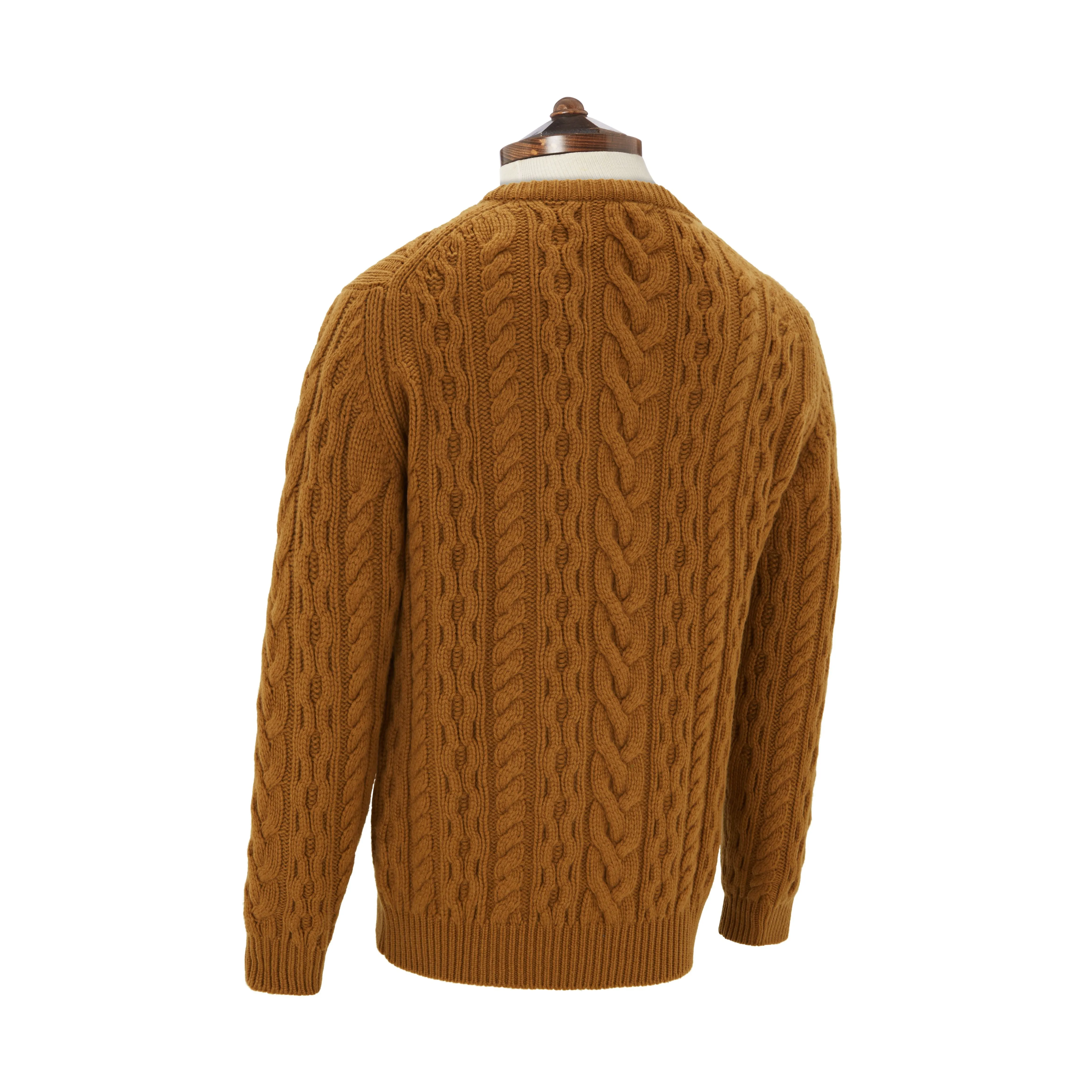 Kylan Brown Cashmere Cable Crew Neck Jumper