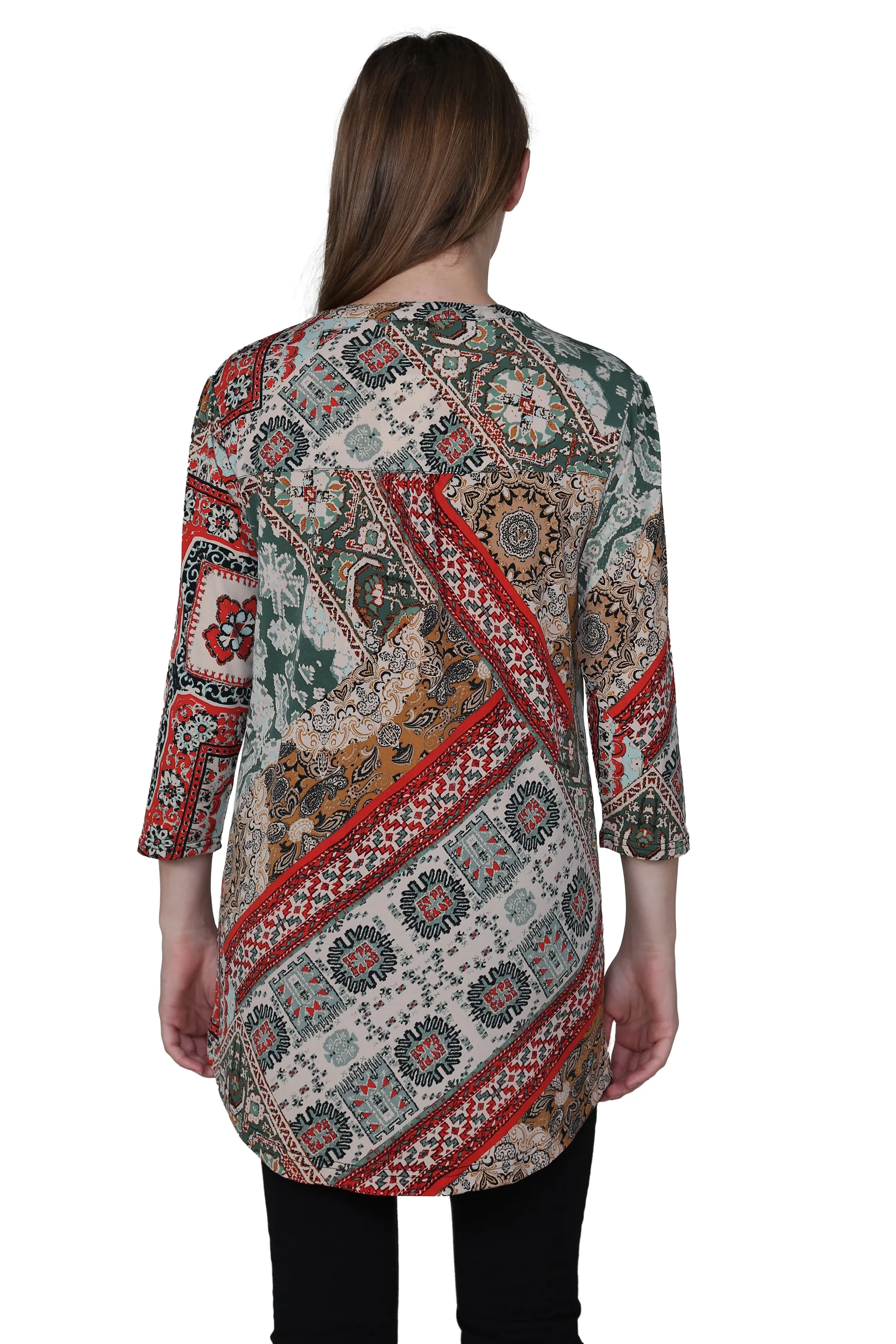 La Cera Persian Paisley Print Tunic