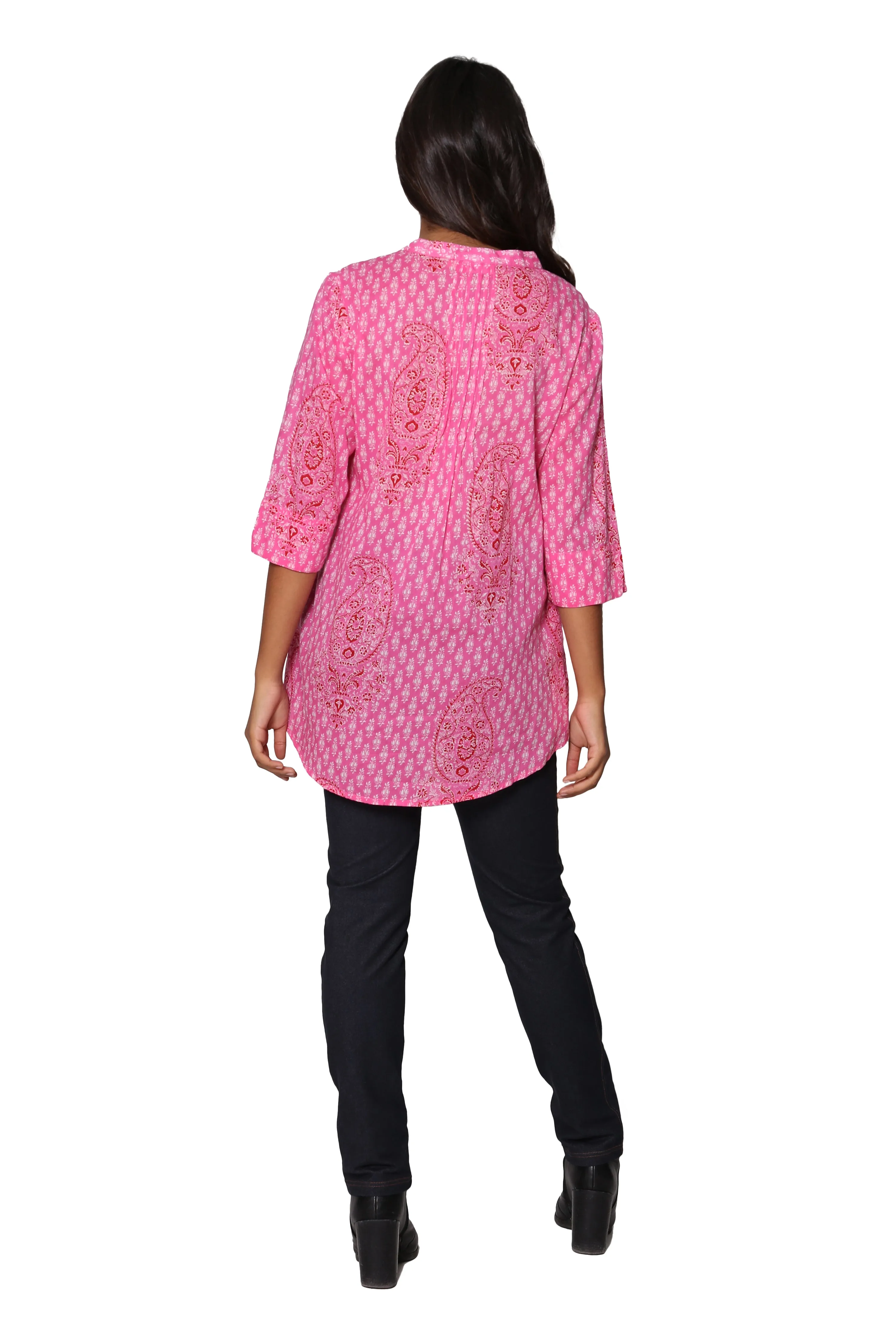 La Cera Pink Paisley Cotton Tunic