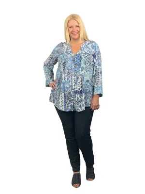 La Cera Plus Patchwork Paisley Rayon Tunic