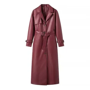 Ladies Faux Leather Windbreaker Coat for Timeless Style